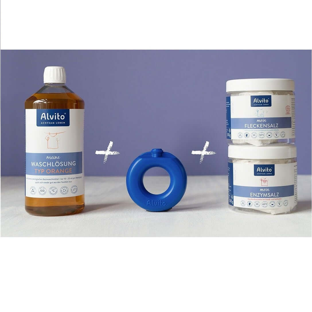 Produkte des Alvito Komplett-Sets für natürlich saubere Wäsche