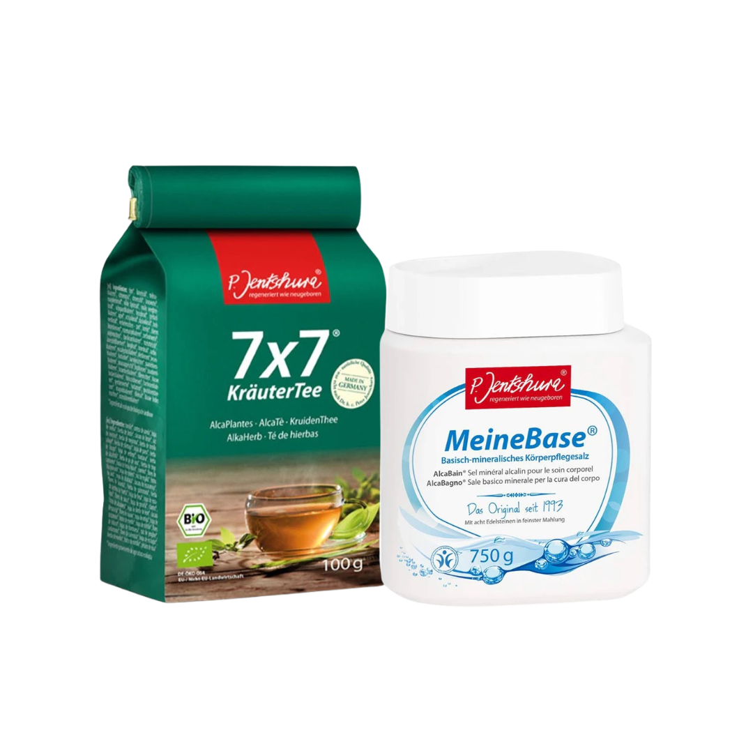 Jentschura 7x7 Kräutertee 100g, Jentschura MeineBase Basenbad 750g