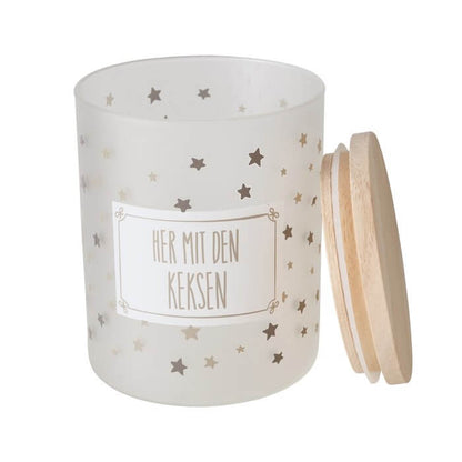 Keksdosen aus Glas mit weihnachtlichen Motiven