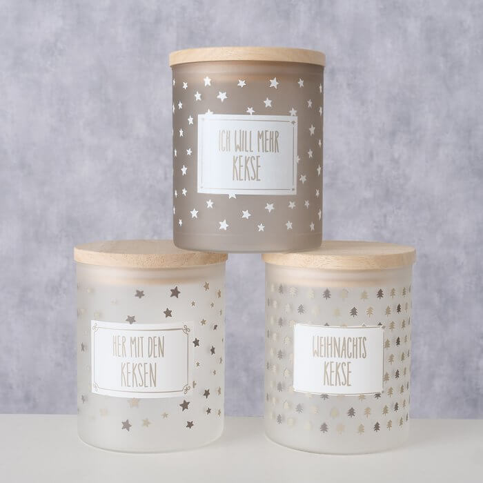 Keksdosen aus Glas mit weihnachtlichen Motiven