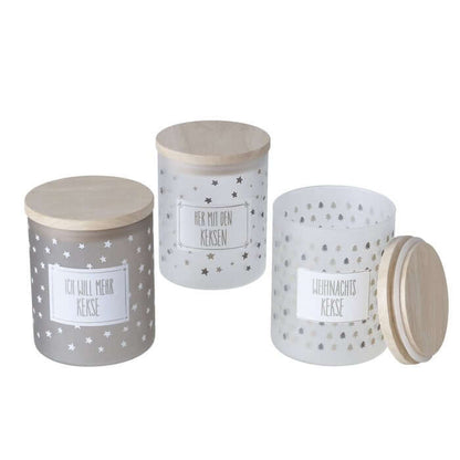 Keksdosen aus Glas mit weihnachtlichen Motiven