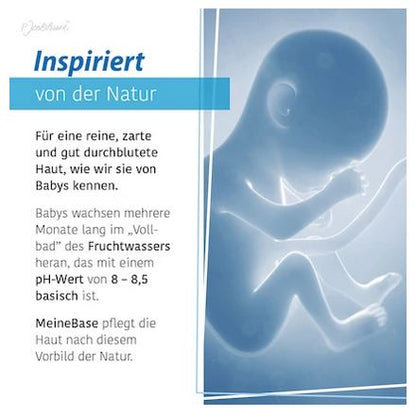 Baby in Mamas Bauch im Fruchtwasser als Inspiration für basische Bäder. 