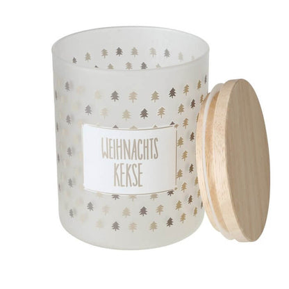 Keksdosen aus Glas mit weihnachtlichen Motiven